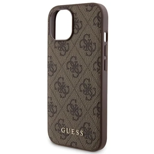 Guess 4G Fém Logós tok szett iPhone 15-höz + 5000mAh MagSafe powerbank - barna toka - 6