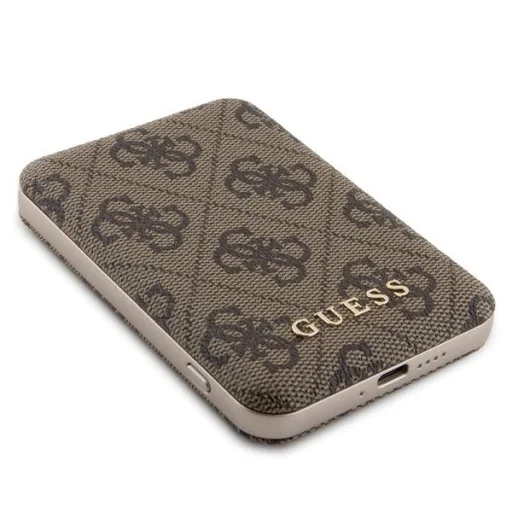 Guess 4G Fém Logós tok szett iPhone 15-höz + 5000mAh MagSafe powerbank - barna toka - 10