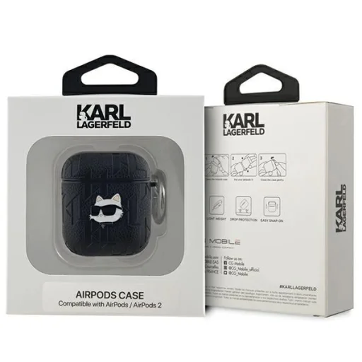 Karl Lagerfeld Monogram Choupette Head tok AirPods 1 / 2 - fekete - 3