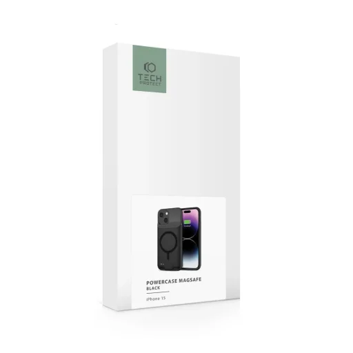 Tech-Protect PowerCase tok iPhone 15-höz MagSafe-fel és 7000mAh power bank-kel - fekete - 5