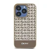 Eredeti DKNY kemény bőr tok nyomtatott minta fém logóval MagSafe DKHMP15SPSOSPW iPhone 15 barna