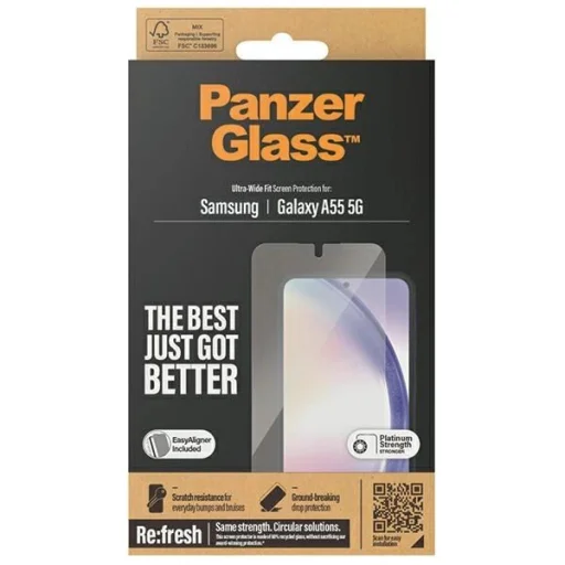 PanzerGlass Ultra-Wide Fit edzett üvegfólia pozícionálóval Samsung Galaxy A55 5G-hez üvegfólia - 4