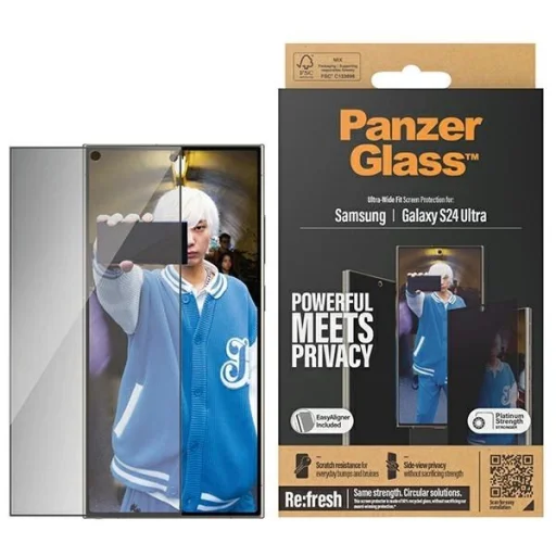 PanzerGlass Ultra-Wide Fit Privacy edzett üveg pozicionálóval Samsung Galaxy S24 Ultra-hoz üvegfólia - 1