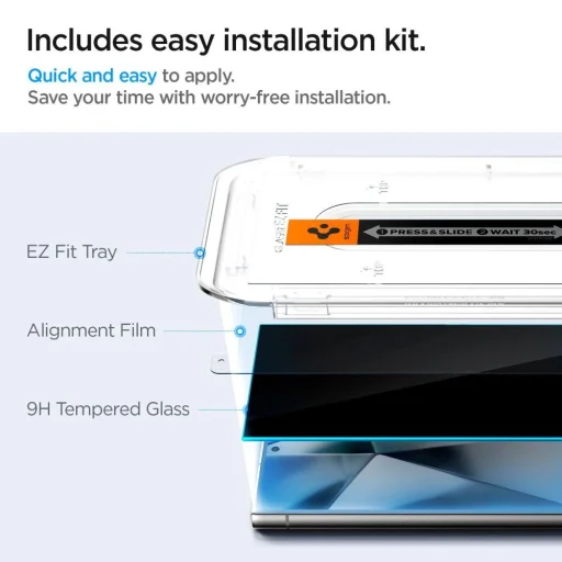 Spigen Glas.tR EZ Fit Privacy Tempered Glass for Samsung Galaxy S24 Ultra - 2 pcs. - 7