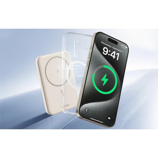 Magnetic Powerbank 5000mAh Ugreen PB560, USB-C, 15W (beige) - 6