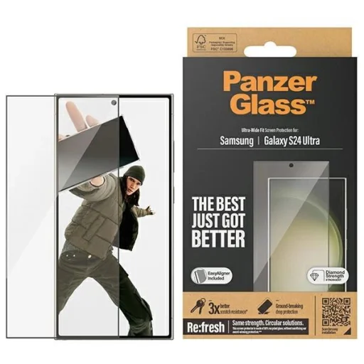 PanzerGlass Ultra-Wide Fit edzett üveg alkalmazóval Samsung Galaxy S24 Ultra üvegfólia - 1