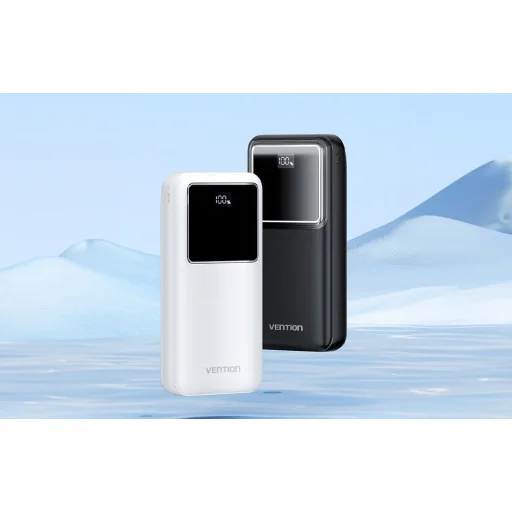 Powerbank, Vention, FHLB0, 20000mAh, Micro-USB, USB-C, 2xUSB-A, 22.5W (fekete) - 2