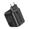 Choetech PD5008 utazó töltő, 3xUSB-A, 2xUSB-C, GaN, 35W, US/EU/UK/AU (fekete) - 2