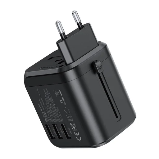 Choetech PD5008 utazó töltő, 3xUSB-A, 2xUSB-C, GaN, 35W, US/EU/UK/AU (fekete) - 2
