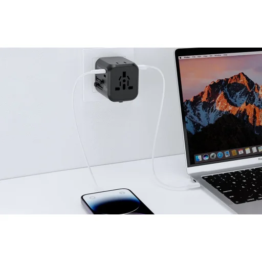 Choetech PD5008 utazó töltő, 3xUSB-A, 2xUSB-C, GaN, 35W, US/EU/UK/AU (fekete) - 5