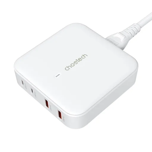 Asztali töltő Choetech PD8008, 2x USB-C, 2x USB-A, GaN, 100W (fehér) - 1