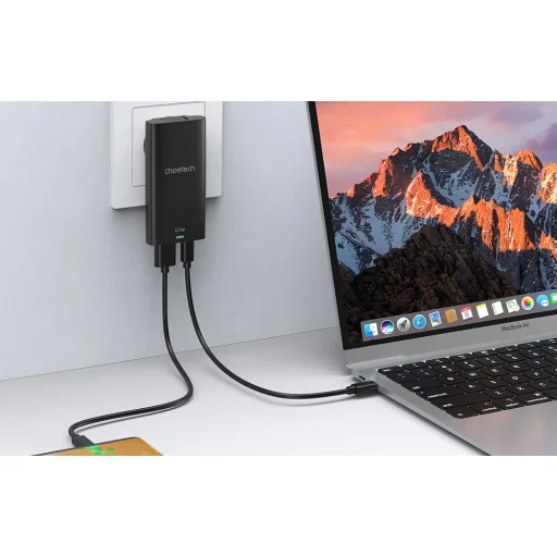 Mini utazó fali töltő Choetech PD6011 PD65W GaN slim USB-A+C (fekete) - 6