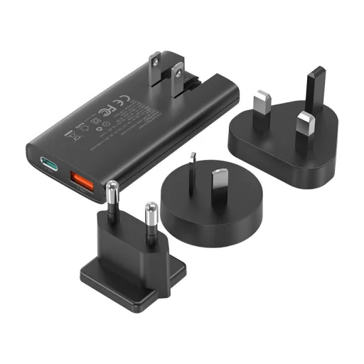 Mini utazó fali töltő Choetech PD6011 PD65W GaN slim USB-A+C (fekete) - 1