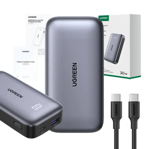 Powerbank 10000mAh Ugreen Nexode PB502, USB + USB-C, 30W PD (fekete) - 3