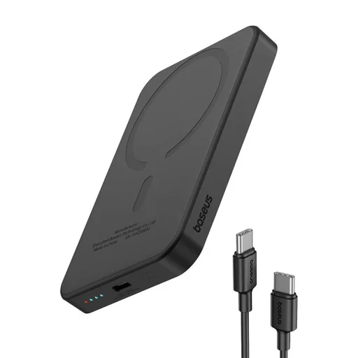 Baseus Mágneses Mini Powerbank, 5000mAh, USB-C 20W (fekete) - 7