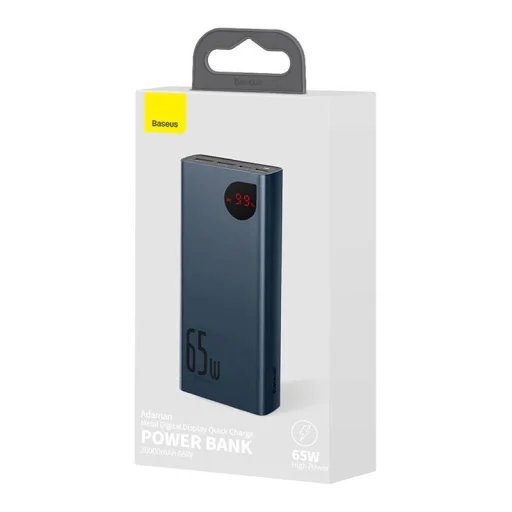 Powerbank Baseus Adaman Metal 20000mAh, PD, QC 3.0, 65W, 2xUSB + USB-C + mikro USB, (kék) - 8