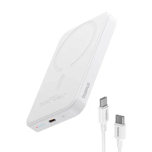Baseus Mágneses Mini Powerbank, 5000mAh, USB-C, 20W (fehér) - 7