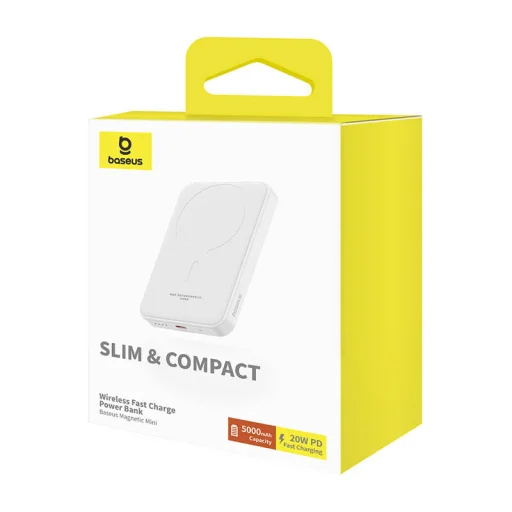 Baseus Mágneses Mini Powerbank, 5000mAh, USB-C, 20W (fehér) - 8