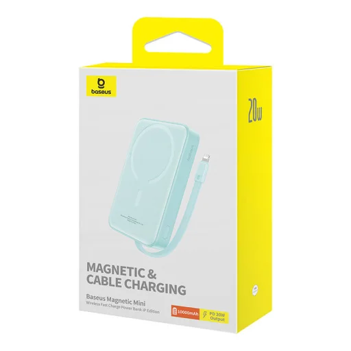 Baseus Magnetic Mini Powerbank, 10000mAh, Lightning, 20W, MagSafe (menta) - 8