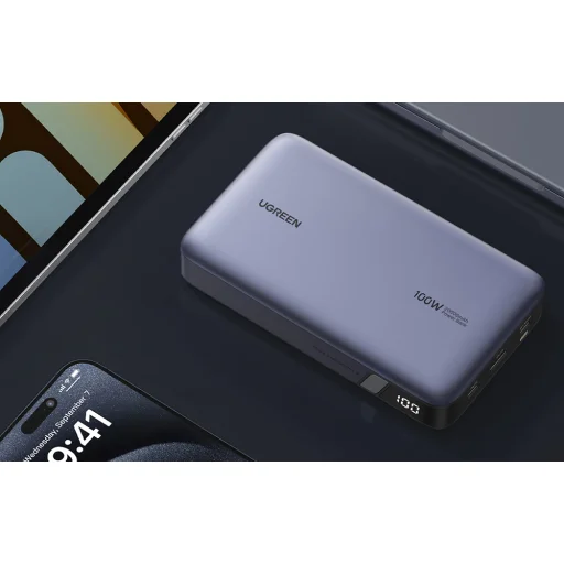 Powerbank 20000mAh Ugreen PB720, USB + 2x USB-C, 100W PD (szürke) - 3