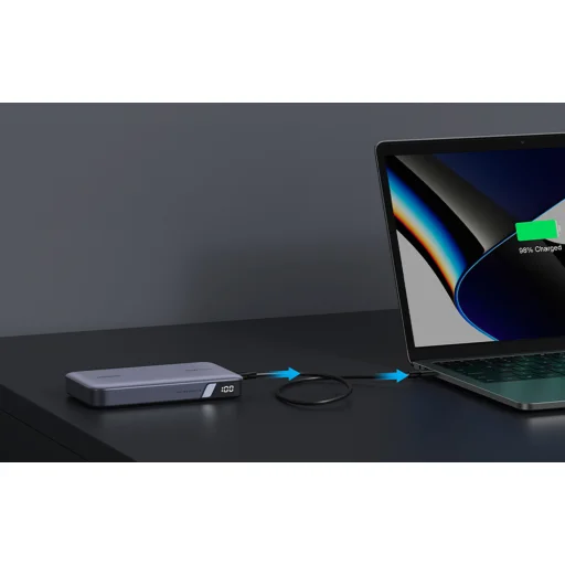 Powerbank 20000mAh Ugreen PB720, USB + 2x USB-C, 100W PD (szürke) - 4