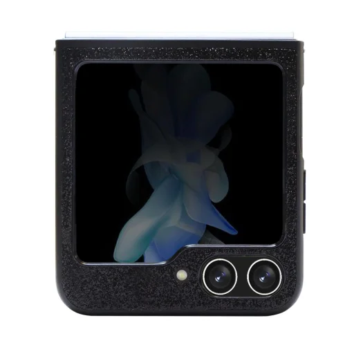 Guess PC/TPU Glitter Flakes Metal Logo tok Samsung Galaxy Z Flip 5 Fekete - 3