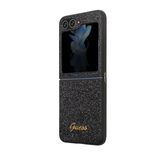 Guess PC/TPU Glitter Flakes Metal Logo tok Samsung Galaxy Z Flip 5 Fekete - 5