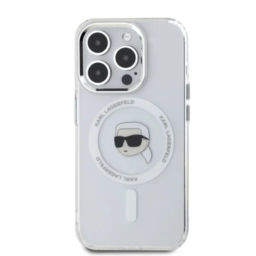  iPhone 15 Pro Max átlátszó Karl Lagerfeld IML Karl Head Metal Frame MagSafe tok - 2