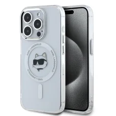  iPhone 15 Pro Átlátszó Karl Lagerfeld IML Choupette Head Metal Frame MagSafe tok