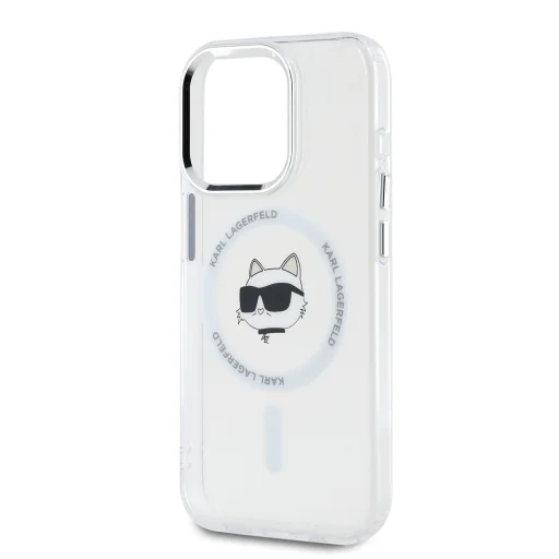  iPhone 15 Pro Átlátszó Karl Lagerfeld IML Choupette Head Metal Frame MagSafe tok - 4