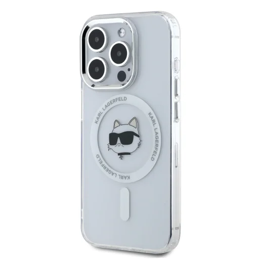  iPhone 15 Pro Átlátszó Karl Lagerfeld IML Choupette Head Metal Frame MagSafe tok - 3