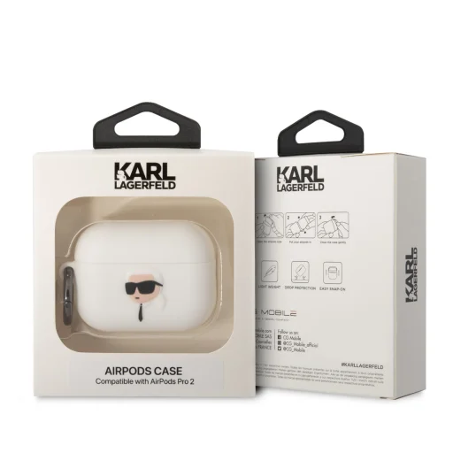 Karl Lagerfeld 3D Logó NFT Karl Head Szilikon Tok AirPods Pro 2-höz Fehér - 4