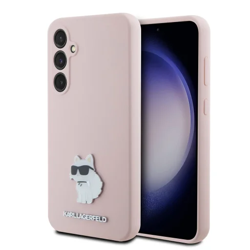 Karl Lagerfeld Liquid Silicone Metal Choupette tok Samsung Galaxy S23 FE rózsaszín - 1
