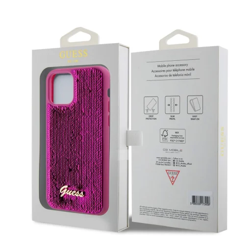 Guess Sequin Script Logo tok iPhone 12/12 Pro Magenta - 7