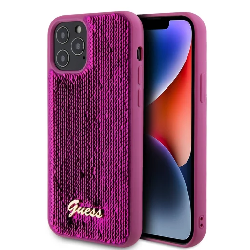 Guess Sequin Script Logo tok iPhone 12/12 Pro Magenta - 1