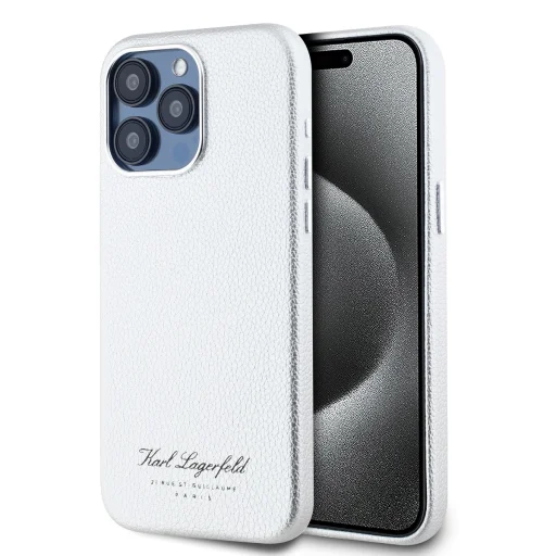  iPhone 15 Pro Max Szürke Karl Lagerfeld Grained PU Hotel RSG tok - 1