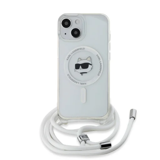  iPhone 15 Átlátszó Karl Lagerfeld IML Crossbody Choupette Head MagSafe tok - 1