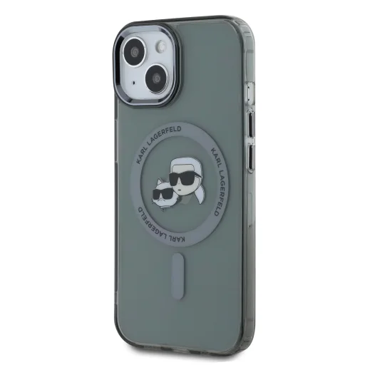  iPhone 15 Fekete Karl Lagerfeld IML K&CH Heads Metal Frame MagSafe tok - 3