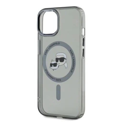  iPhone 15 Fekete Karl Lagerfeld IML K&CH Heads Metal Frame MagSafe tok - 4