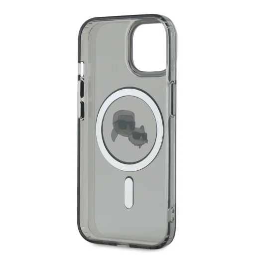  iPhone 15 Fekete Karl Lagerfeld IML K&CH Heads Metal Frame MagSafe tok - 5