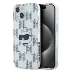  iPhone 15 Átlátszó Karl Lagerfeld IML Electroplated Choupette Head tok
