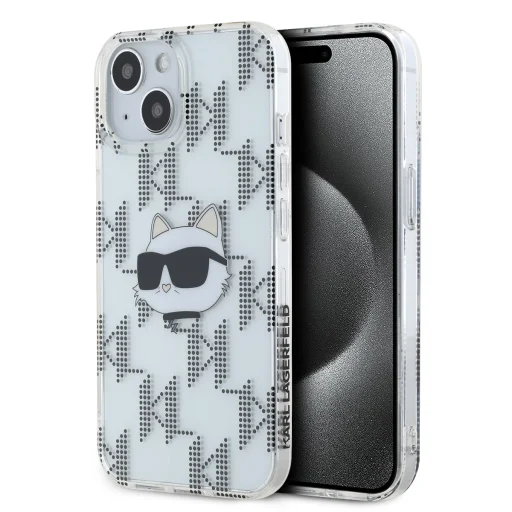  iPhone 15 Átlátszó Karl Lagerfeld IML Electroplated Choupette Head tok - 1