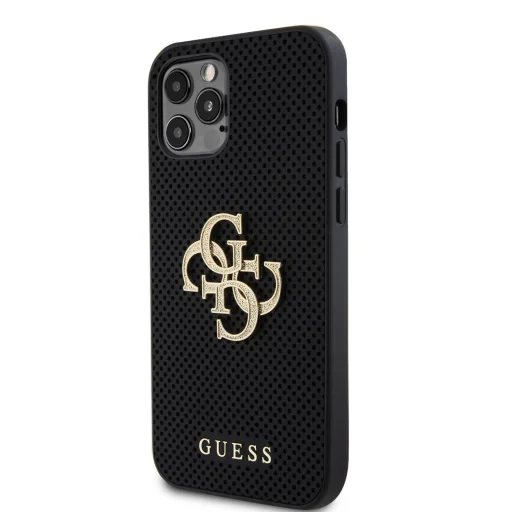 Guess PU Perforated 4G Glitter Metal Logo tok iPhone 12/12 Pro fekete - 2