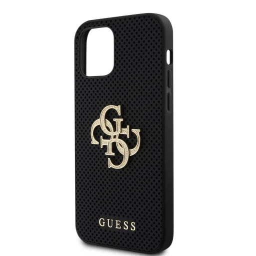 Guess PU Perforated 4G Glitter Metal Logo tok iPhone 12/12 Pro fekete - 5