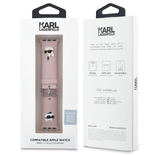 Karl Lagerfeld Karl and Choupette Head NFT Watch Strap for Apple Watch 38/40/41 Pink - 3