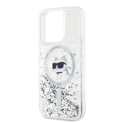  iPhone 15 Pro Max Átlátszó Karl Lagerfeld Liquid Glitter Choupette Head MagSafe tok - 4