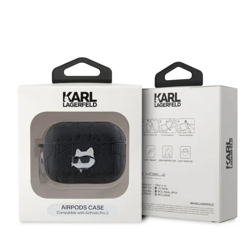 Karl Lagerfeld PU Embossed Choupette Head tok AirPods Pro 2-höz, fekete - 4