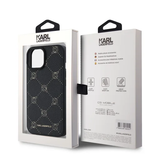  iPhone 15 Karl Lagerfeld PU Karl Heads Pattern MagSafe tok - 6