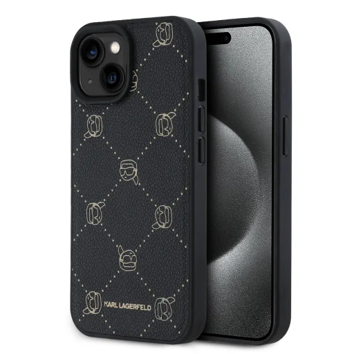  iPhone 15 Karl Lagerfeld PU Karl Heads Pattern MagSafe tok - 1
