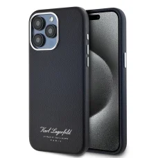  iPhone 15 Pro fekete Karl Lagerfeld Grained PU Hotel RSG tok